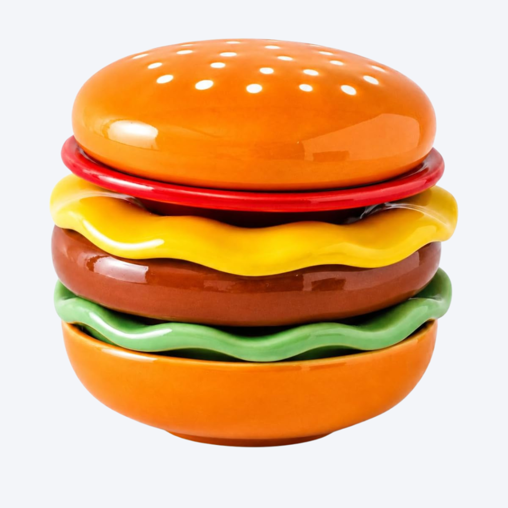 6 piece ceramic stackable burger plate set