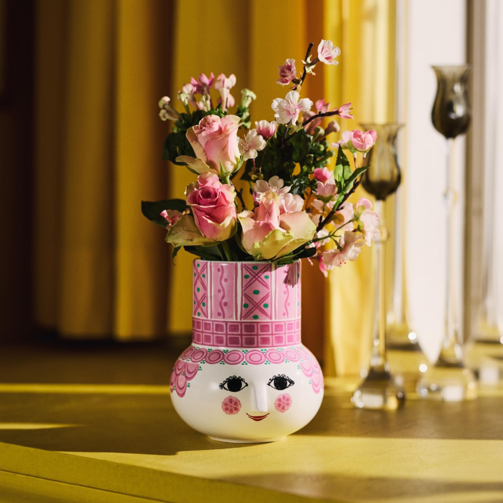 Bjørn Wiinblad hand-painted glazed ceramic vase for colorful shelf styling dopamine decor