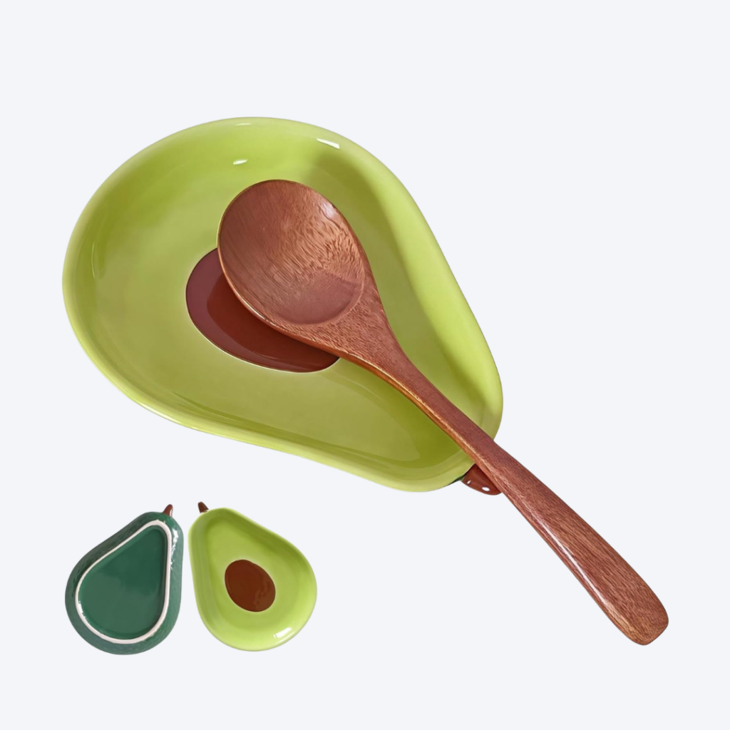 ceramic avocado spoon rest for kitchen