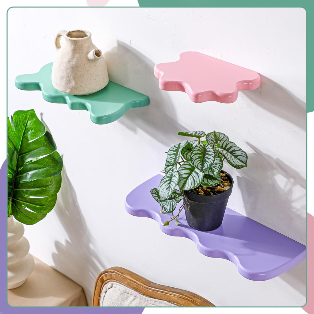 3 piece cloud shaped floating shelves preppy
