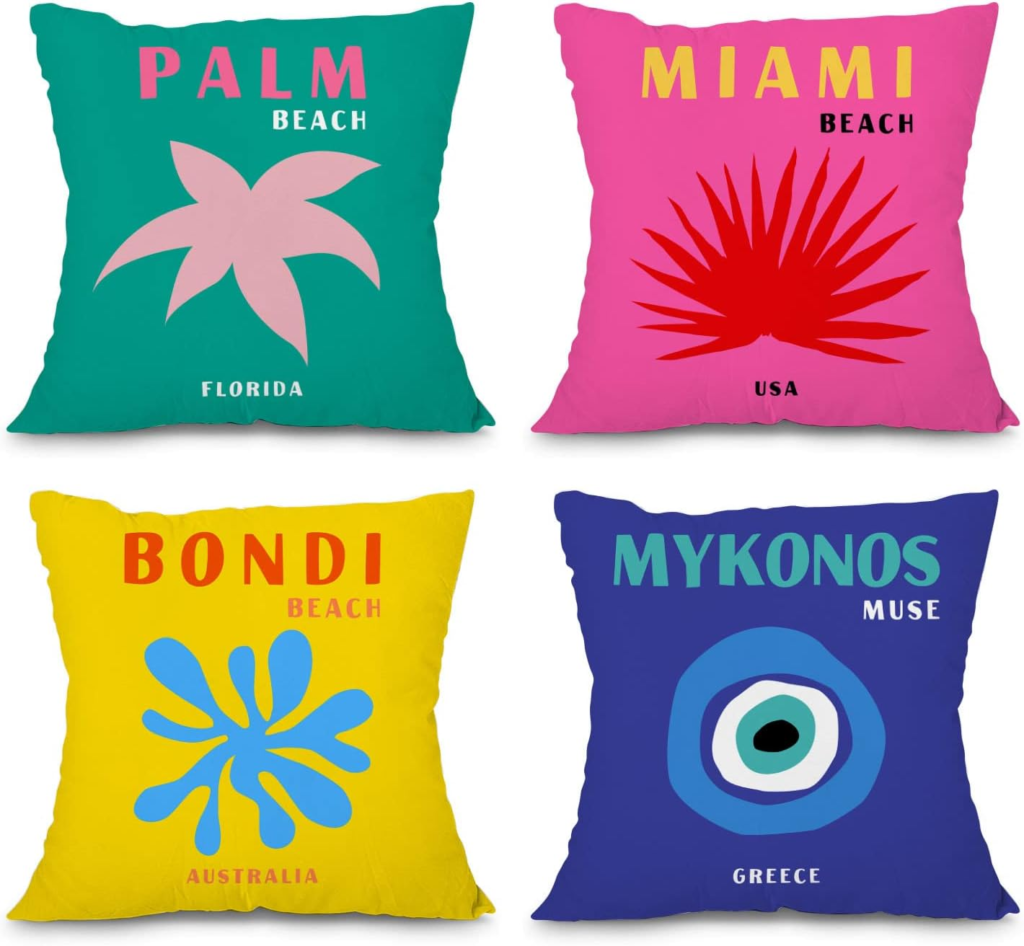 Heilkee aesthetic colorful illustrated pillowcase for dopamine decor bedroom or living room