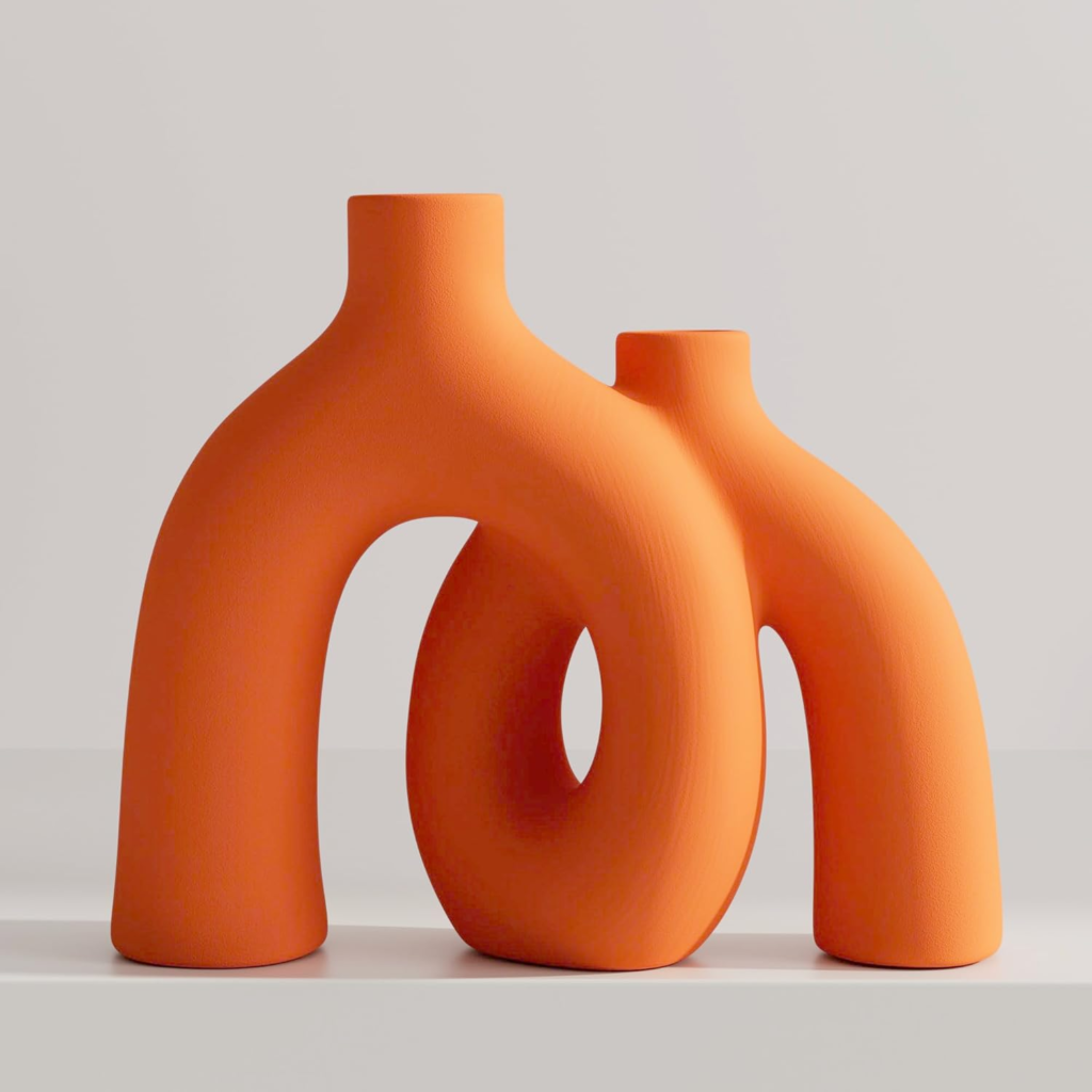 decorative orange ceramic vase