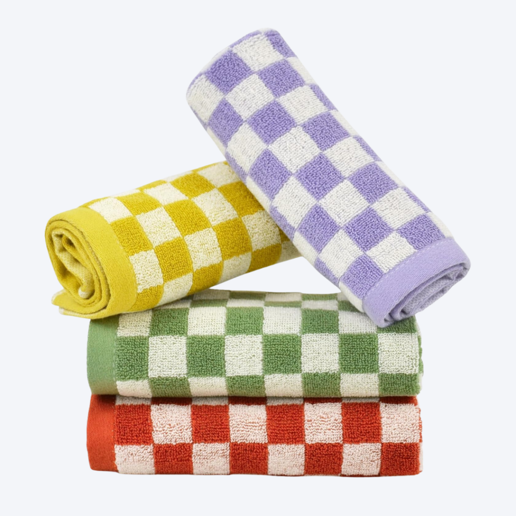 4 pack checkered wash cloths multicolor