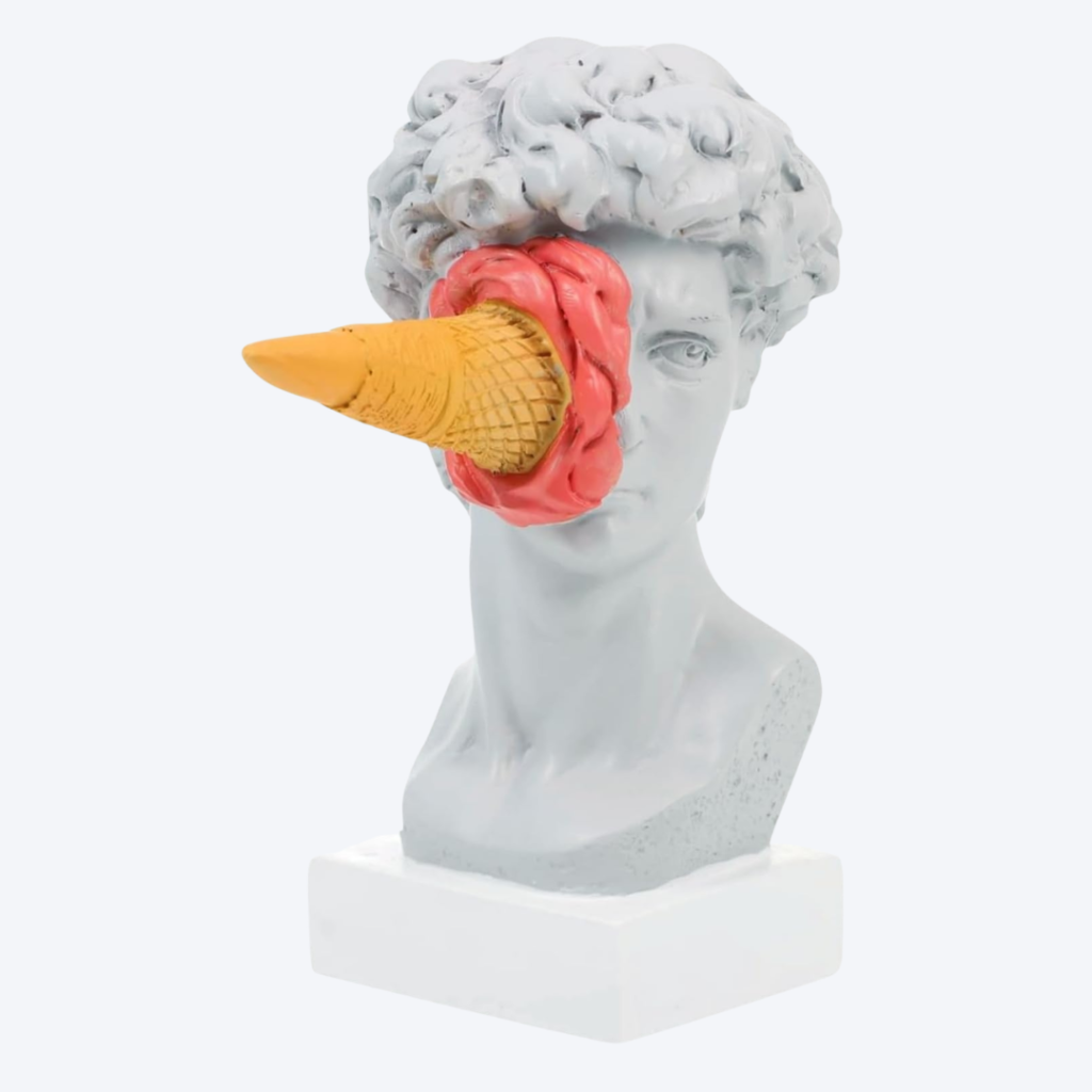 JTZXJJX ice cream David head resin sculpture bookshelf decor for dopamine decor maximalist home styling