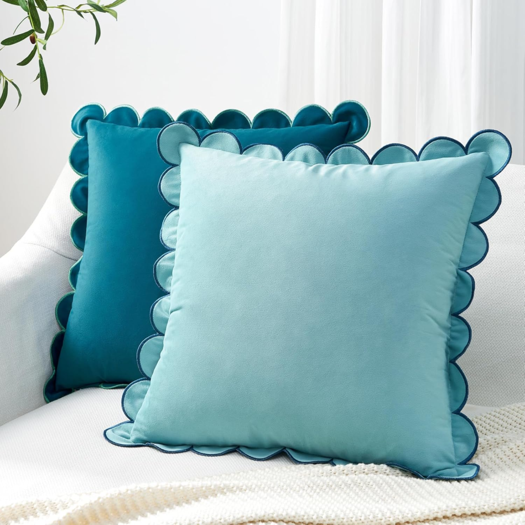 Monday Moose colorful scalloped edge decorative pillow covers for maximalist home decor