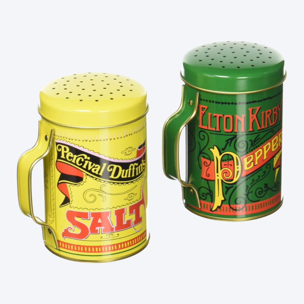 vintage metal salt and pepper shaker set