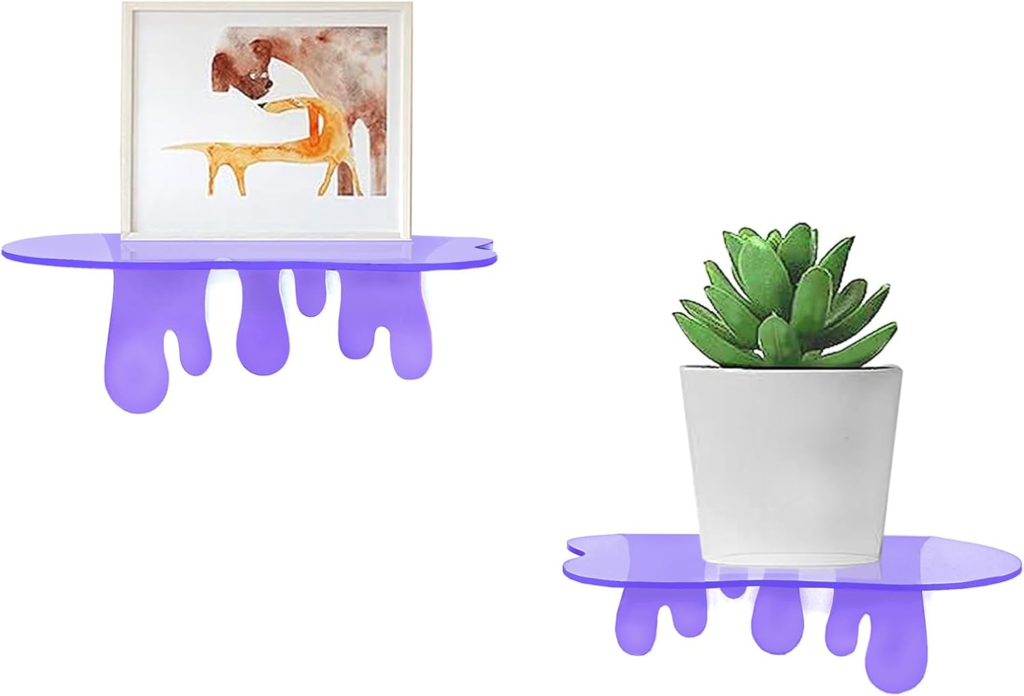 SetGame clear acrylic floating shelves with command strips for rental home display
