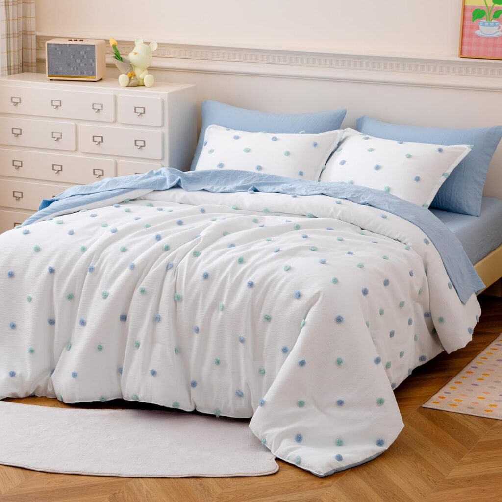 Amazon Basics colorful comforter set for bright budget-friendly bedroom decor